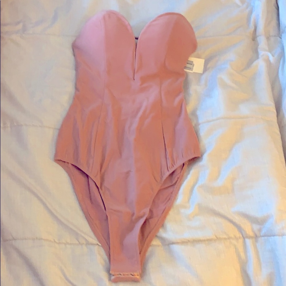 Pink/nude body suit. Strapless